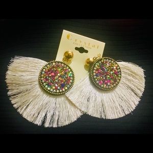 Multicolor statement tassel earrings
